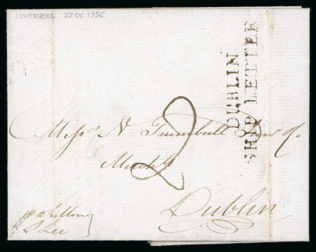 Stamp of Ireland » Pre-Stamp Postal History » Independant Post Office Period - 1784-1831 1795 (27.10) Folded letter sheet from Liverpool to
