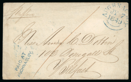 Stamp of Ireland » Pre-Stamp Postal History » Local Post Period - 1773-1840 1849 (7.7) Small neat envelope from Auchnacloy via