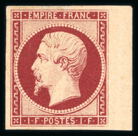 Stamp of France » Empire 1853-1862 1853, Empire Y&T n°18g 1f carmin nuance velours avec