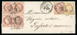 Stamp of France » Lettres Classiques 1874, Lettre à 25c avec Cérès Y&T n°55 + bloc de 4 du n° 51