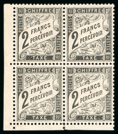 Stamp of France » Timbres-Taxe 1882, taxe Y&T n°23 2f noir, bloc de 4 timbres neufs