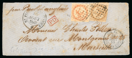 Stamp of Colonies françaises » Colonies Générales 1863, lettre entière d'Aout 1863 affranchissement deux