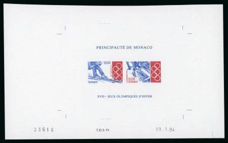 Stamp of Colonies françaises » Monaco Monaco, 1994 : Jeux Olympiques d'hiver à Lillehammer