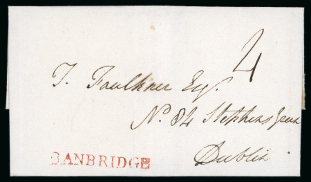 Stamp of Ireland » Pre-Stamp Postal History » Independant Post Office Period - 1784-1831 1792 (5.7) Folded entire from Banbridge to Dublin,
