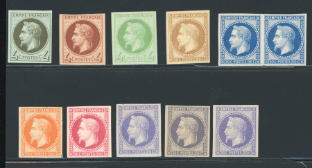 Stamp of France » Empire Lauré 1863-1870 1863, Empire Lauré, Ensemble de 11 essais de couleur