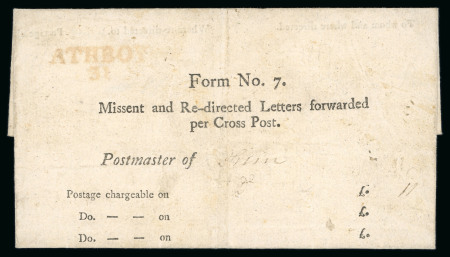 Stamp of Ireland » Pre-Stamp Postal History » Independant Post Office Period - 1784-1831 1817 (11.12) Printed Form No.7/Missent Re-directed