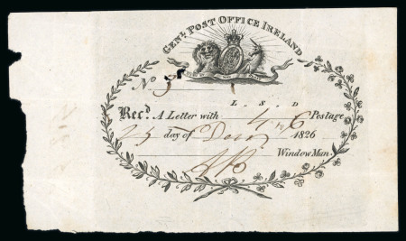 Stamp of Ireland » Pre-Stamp Postal History » Independant Post Office Period - 1784-1831 1826 (25.12) Window Man showing sun rays being the