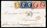 Stamp of France » Lettres Classiques 1856, lettre pour Valparaiso affranchissement 3 couleurs Empire