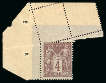 Stamp of France » Variétés et curiosités 1877, Sage Y&T n° 88 4c neuf * MH avec spectaculaire