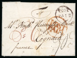 Stamp of Ireland » Pre-Stamp Postal History » Local Post Period - 1773-1840 1776 (1.6) Folded entire from Dublin to Anjou, France,
