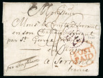 Stamp of Ireland » Pre-Stamp Postal History » Local Post Period - 1773-1840 1776 (1.6) Folded entire from Dublin to Anjou, France,