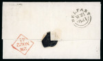 Stamp of Ireland » GB Used In Ireland 1840 1d black, plate 8 TB tied by black MC on 1841 folded lettersheet with 2-line DONEGAL PLACE/R.H. handstamp in black alongside,