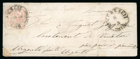 Stamp of Romania » United Principalities 1862-1864 1862 6 Parale brick-red on laid paper with large margins all around, on local cover sent in Bucharest