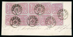 Stamp of Romania » United Principalities 1862-1864 Forgeries: 1930s forgery with genuine stamps, ten (block of eight plus pair) of the unissued 6 parale 1864