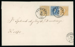 Stamp of Romania » United Principalities 1864-1865 Prince Cuza Forgeries: 3 pa. (1864) +5 pa. Cuza+ 2 pa. Cuza cancelled Ploesti on cover to Targoviste