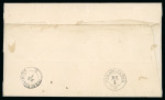 Stamp of Romania » United Principalities 1862-1864 Forgeries:  6 pa. (1862) + 2x2 pa. Cuza on laid paper + 2x5 pa. Cuza on both laid and wove paper cancelled with the non-existent fake postmark "IZLAZUL" with star on cover.