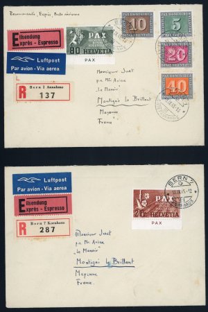 Stamp of Switzerland / Schweiz » Flugpost » Flugbriefe 7 Flugbriefe frankiert mit Pax, alle Briefe an Herrn Juet