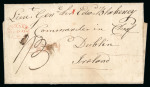 Stamp of Ireland » Pre-Stamp Postal History » Unified Post Period - 1827-1839 1838 (12.3) cover to  Commander in Chief Dublin with the extremely rare usage of the dotted oval ALPHABET / G*P*O/* of Dublin in red