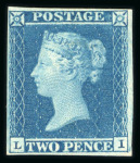 Stamp of Great Britain » 1841 2d Blue 1841 2d blue Pl.3 LI with fine to very good margins, unused part o.g.