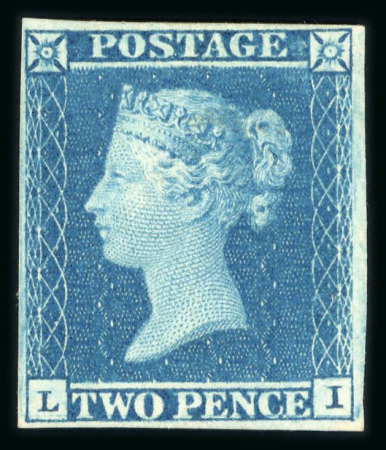 Stamp of Great Britain » 1841 2d Blue 1841 2d blue Pl.3 LI with fine to very good margins, unused part o.g.