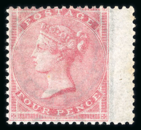 Stamp of Great Britain » 1855-1900 Surface Printed » 1855-57 No Corner Letters 1855-57 wmk Large Garter 4d rose-carmine mint