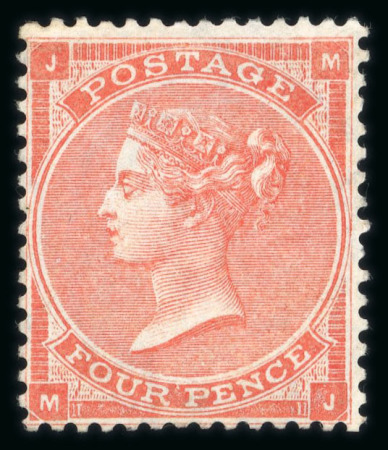 Stamp of Great Britain » 1855-1900 Surface Printed » 1862-64 Small Uncoloured Corner Letters 1862-64 wmk Large Garter 4d pale red (with hair lines)