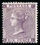 Stamp of Great Britain » 1855-1900 Surface Printed » 1862-64 Small Uncoloured Corner Letters 1862-64 wmk Emblems 6d deep lilac LL mint with part o.g.