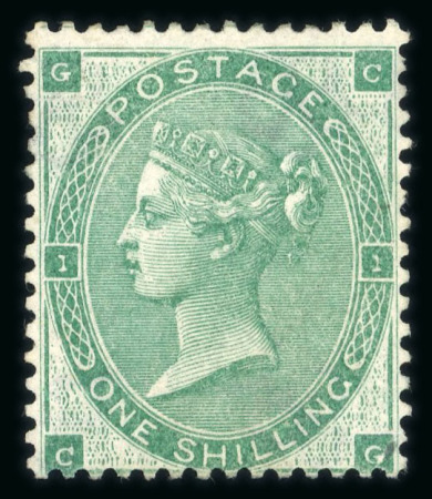 Stamp of Great Britain » 1855-1900 Surface Printed » 1862-64 Small Uncoloured Corner Letters 1862-64 wmk Emblems 1s deep green CG mint, part o.g.