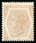 Stamp of Great Britain » 1855-1900 Surface Printed » 1867-80 Large Uncoloured Corner Letters, Wmk Spray of Rose 1872-73 wmk Spray 6d pale buff pl.11 IC mint