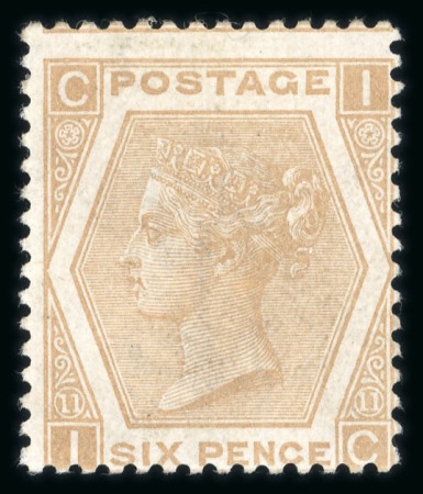 Stamp of Great Britain » 1855-1900 Surface Printed » 1867-80 Large Uncoloured Corner Letters, Wmk Spray of Rose 1872-73 wmk Spray 6d pale buff pl.11 IC mint