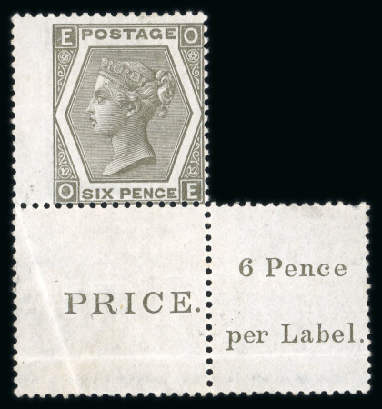 Stamp of Great Britain » 1855-1900 Surface Printed » 1867-80 Large Uncoloured Corner Letters, Wmk Spray of Rose 1872-73 wmk Spray 6d grey Pl.12 OE mint