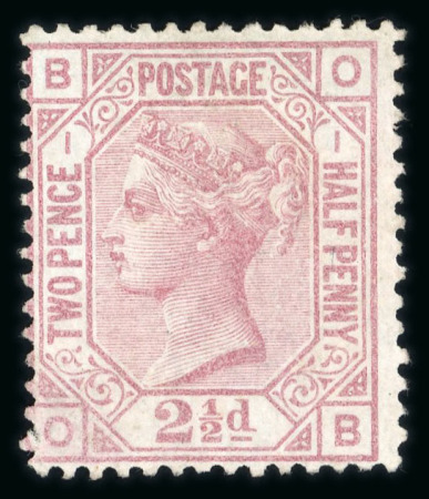 Stamp of Great Britain » 1855-1900 Surface Printed » 1873-80 Large Coloured Corner Letters 1873-80 wmk Anchor 2 1/2d rosy mauve pl.1 (white paper) mint