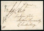 Stamp of Ireland » Pre-Stamp Postal History » Unified Post Period - 1827-1839 1838 (11.9) Folded entire from Santry to Newtown Limavady,