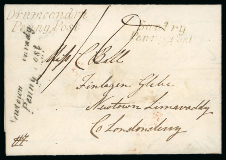 Stamp of Ireland » Pre-Stamp Postal History » Unified Post Period - 1827-1839 1838 (11.9) Folded entire from Santry to Newtown Limavady,