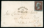 Stamp of Ireland » GB Used In Ireland 1851 (23.4) Envelope from Bristol to Edinburgh, franked 1d red imperforate with convex MISSENT / TO / DUBLIN hs