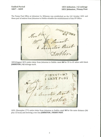 Stamp of Ireland » Pre-Stamp Postal History » Unified Post Period - 1827-1839 1831 (27.12) Folded entire from Johnstown, Co. Kilkenny