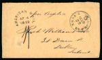 Stamp of Ireland » Transatlantic Mail to, from and via Ireland 1859 (4.4) Envelope from the USA with AMERICAN MAIL / AU.3 / 1857 / 1/- Dublin charge hs