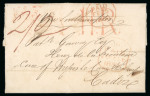 Stamp of Ireland » GB Used In Ireland 1850 (25.2) Folded entire from Dublin to Cadiz, Spain,