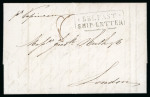 Stamp of Ireland » Transatlantic Mail to, from and via Ireland 1840 (3.3) Folded entire from Cuba to London showing the distinctive short framed * BELFAST * / SHIP LETTER in black