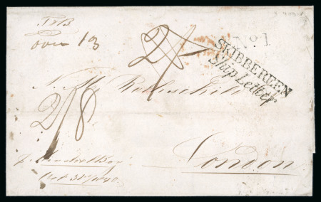 Stamp of Ireland » GB Used In Ireland 1840 (31.10) Folded letter sheet from Peru to London with superb strike of the mixed typeface SKIBBEREEN/Ship Letter