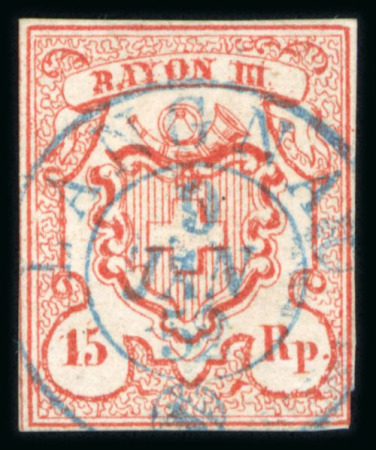 Stamp of Switzerland / Schweiz » Rayonmarken » Rayon III, kleine Ziffer (Rp.) Rayon III kleine Wertziffern, Type 10, , ideal zentrisch, klar und kontrastvoll entwertet mit blauem Zweikreisstempel « LANGNAU 9 JAN 52 »