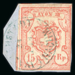 Stamp of Switzerland / Schweiz » Rayonmarken » Rayon III (grosse Ziffer) Rayon III grosse Wertziffern, auf kleinem Briefstück, sauber und kontrastvoll entwertet mit blauem Einkreisstempel « WALLENSTADT 23 … NACHM. »