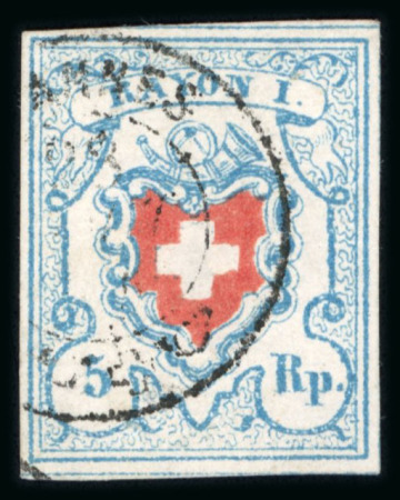 Stamp of Switzerland / Schweiz » Rayonmarken » Rayon I, hellblau, ohne KE (STEIN C2) 2 Exemplare Rayon I hellblau: Type 21, C2-RO, Type 4, Stein C1-RU