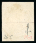 Stamp of Switzerland / Schweiz » Sitzende Helvetia Ungezähnt » 1856-57 Berner Druck (II) 40 Rp. grün, 2. Berner Druckperiode, zentrisch entwertet mit voll aufgesetztem schwarzen Zweikreisstempel « ECHALLENS 23 OCT … »