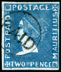 Stamp of Mauritius » 1859 Sherwin Issue (SG 40) 1859 Sherwin issue 2d. deep blue on bluish paper, a