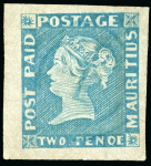 Stamp of Mauritius » 1848-59 Post Paid Issue » Intermediate Impressions (SG 10-15) 1848-59 Post Paid, Intermediate Impressions 2d. blue