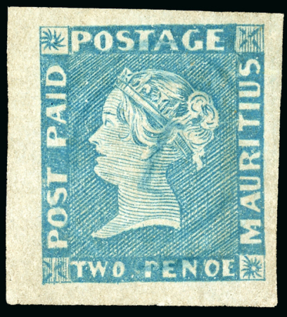 Stamp of Mauritius » 1848-59 Post Paid Issue » Intermediate Impressions (SG 10-15) 1848-59 Post Paid, Intermediate Impressions 2d. blue