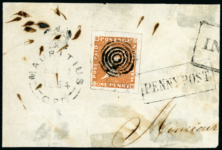 Stamp of Mauritius » 1848-59 Post Paid Issue » Early Impressions (SG 6-9) 1d orange vermilion, early Impression, position 3,