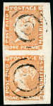 Stamp of Mauritius » 1848-59 Post Paid Issue » Intermediate Impressions (SG 10-15) 1d. dull vermilion  vertical pair on yellowish paper,