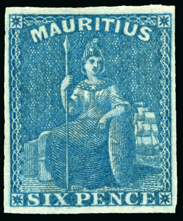 Stamp of Mauritius » 1858-62 Britannia Issues (SG 26-35) 1859-61 6d. blue, large margins all round, full OG